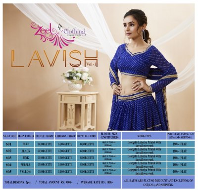 Lavish vol 1 by Zeel Clothing Fancy Georgette Flared lehenga choli catalogue at affordable rate lehenga choli catalogs