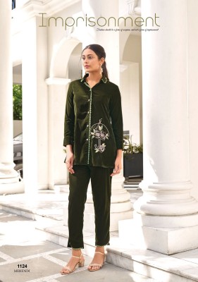 Ledy leela winter dairias by marbels 3 super quality velvet fabric with pure handwork co ord catalog at wholesale price   co ord set catalogs