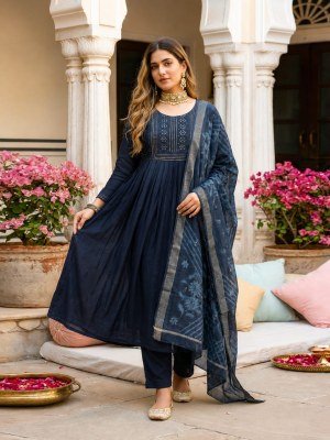 Lee Mal Chanderi Kurti Pant with Gicha Silk Dupatta Set 