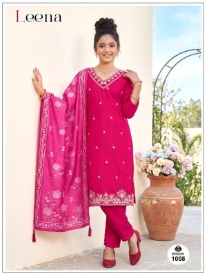 Leena Kids Range 3-Piece Roman Plain Kurti Pant with Digital Dupatta Size wise Combo Set