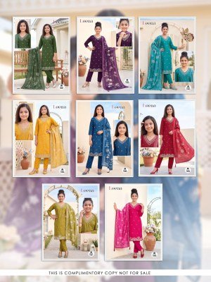 Leena Kids Range 3-Piece Roman Plain Kurti Pant with Digital Dupatta Size wise Combo Set