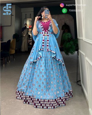 Lehenga Soft Georgette for that flowy 1733 Sky Blue Fairy Tale Flow Georgette Lehenga with Sparkling Sequins  Gorgeous Embroidery And Dazzling Mirror  Amavi