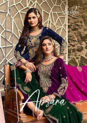 Levisha Apsara Velvet Collection Dress Material 9000 Embroidered Suits Wholesale dress material catalogs