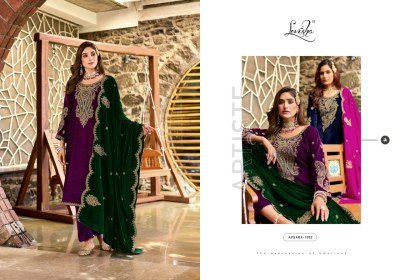 Levisha Apsara Velvet Collection Dress Material 9000 Embroidered Suits Wholesale dress material catalogs