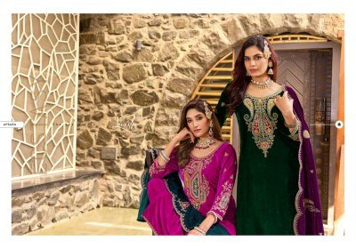 Levisha Apsara Velvet Collection Dress Material 9000 Embroidered Suits Wholesale dress material catalogs