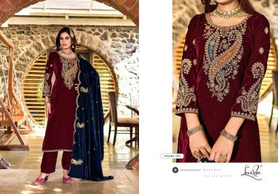 Levisha Apsara Velvet Collection Dress Material 9000 Embroidered Suits Wholesale dress material catalogs