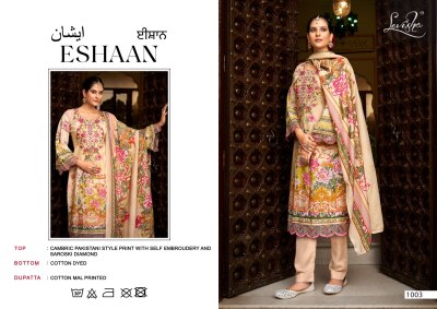 Levisha by Eshaan cembric cotton printed with embroidered pakisatani suit catalogue pakistani suit catalogs