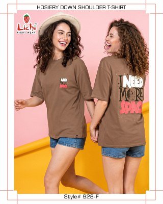 Lichi Down Shoulder Night Wear T-Shirt night wear catalogs