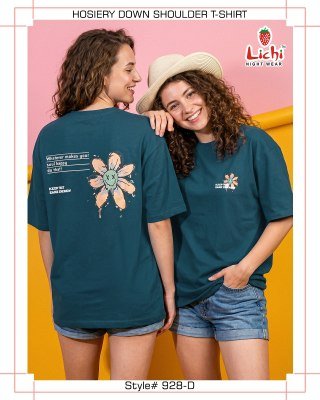 Lichi Down Shoulder Night Wear T-Shirt night wear catalogs
