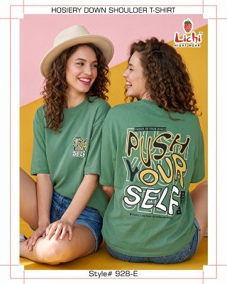 Lichi Down Shoulder Night Wear T-Shirt night wear catalogs