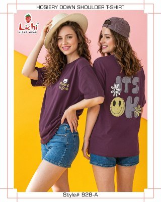 Lichi Down Shoulder Night Wear T-Shirt night wear catalogs