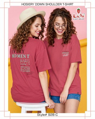 Lichi Down Shoulder Night Wear T-Shirt night wear catalogs