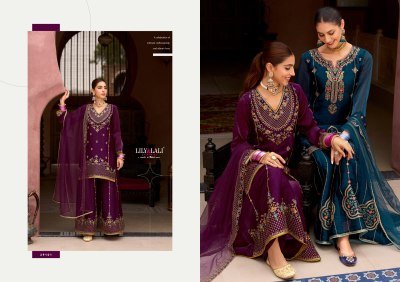 Lily And Lali Andorra Festival Collection Fancy Silk Kurti with Hand Embroidery Divider Palazzo And Net Cutwork Dupatta Wholesale kurtis catalogs