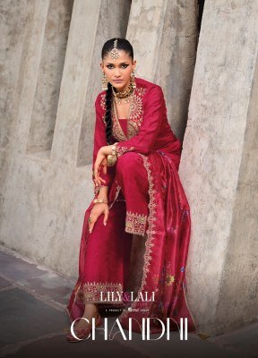 Lily And Lali Chandni Collection Handworked Fancy Chinnon Silk Top with Exclusive Sleeve Embroidery  Embroidered Bottom And Printed Embellished Dupatt kurtis catalogs