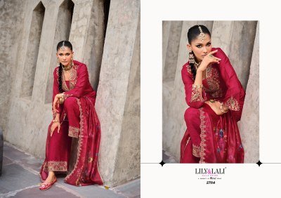 Lily And Lali Chandni Collection Handworked Fancy Chinnon Silk Top with Exclusive Sleeve Embroidery  Embroidered Bottom And Printed Embellished Dupatt kurtis catalogs
