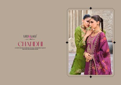 Lily And Lali Chandni Collection Handworked Fancy Chinnon Silk Top with Exclusive Sleeve Embroidery  Embroidered Bottom And Printed Embellished Dupatt kurtis catalogs