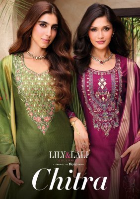 Lily And Lali Chitra Designer Suit Set  Fancy Viscose Silk with Mirror And Sleeve Work, Floral Dupatta Wholesale Lily and lali Kurti catalogue 