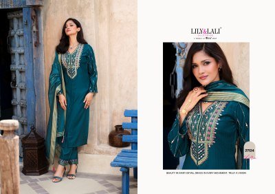 Lily And Lali Chitra Designer Suit Set  Fancy Viscose Silk with Mirror And Sleeve Work, Floral Dupatta Wholesale kurtis catalogs