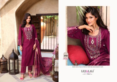 Lily And Lali Chitra Designer Suit Set  Fancy Viscose Silk with Mirror And Sleeve Work, Floral Dupatta Wholesale kurtis catalogs