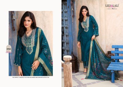 Lily And Lali Chitra Designer Suit Set  Fancy Viscose Silk with Mirror And Sleeve Work, Floral Dupatta Wholesale kurtis catalogs