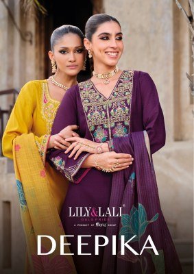 Lily And Lali Deepika Premium Festive Silk Ensemble Handworked Top, Fancy Bottom And Floral Dupatta Wholesale kurtis catalogs