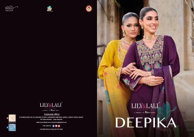 Lily And Lali Deepika Premium Festive Silk Ensemble Handworked Top, Fancy Bottom And Floral Dupatta Wholesale kurtis catalogs