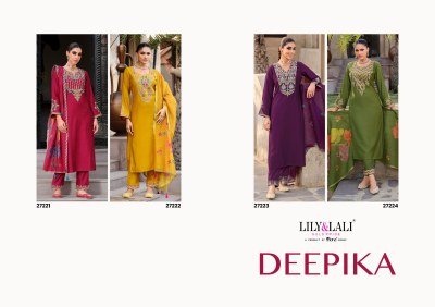 Lily And Lali Deepika Premium Festive Silk Ensemble Handworked Top, Fancy Bottom And Floral Dupatta Wholesale kurtis catalogs