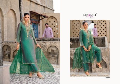 Lily And Lali Dilbar Top Set Handcrafted Fancy Simmer Silk with Exclusive Sleeve And Lace Bottom  Embroidered Net Dupatta with Tassels Wholesale kurtis catalogs
