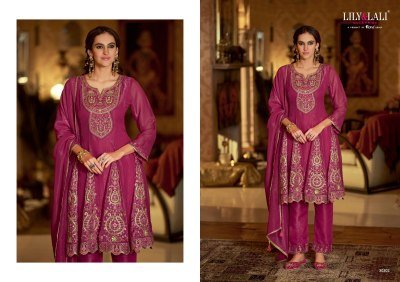 Lily And Lali Gulnar Collection Fancy Silk Kurti with Cutwork Net Dupatta readymade suit catalogs