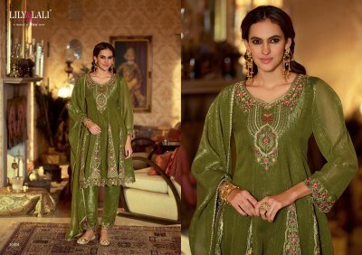 Lily And Lali Gulnar Collection Fancy Silk Kurti with Cutwork Net Dupatta readymade suit catalogs