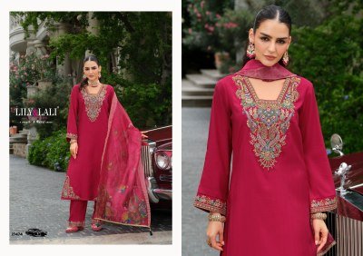 Lily And Lali Ibadat Premium Viscose Silk Embellished Suit with Pocket Pants And Dupatta Wholesale  kurtis catalogs