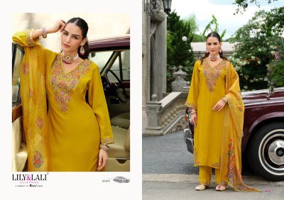 Lily And Lali Ibadat Premium Viscose Silk Embellished Suit with Pocket Pants And Dupatta Wholesale  kurtis catalogs