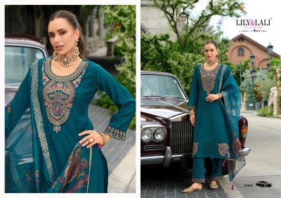 Lily And Lali Ibadat Premium Viscose Silk Embellished Suit with Pocket Pants And Dupatta Wholesale  kurtis catalogs