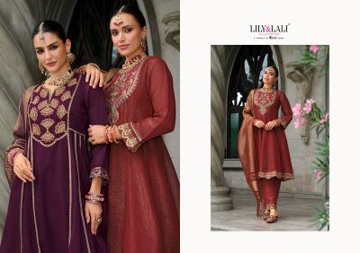 Lily And Lali Karwa Anarkali 2025 Exclusive Embroidered Silk Suit with Handwork Kali Design  And Fancy Dupatta Wholesale Collection kurtis catalogs