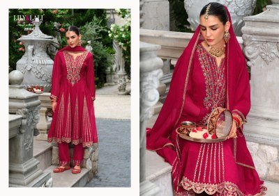 Lily And Lali Karwa Anarkali 2025 Exclusive Embroidered Silk Suit with Handwork Kali Design  And Fancy Dupatta Wholesale Collection kurtis catalogs