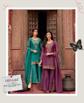 Lily And Lali Lashkara New Silk Embroidered Kurti Set with Handwork Divider Palazzo And Dupatta Wholesale kurtis catalogs