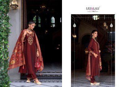 Lily And Lali Malkana Embroidered A Line Kurti Set Viscose Silk Kurti with Cotton Lining And Pocket  Embroidered Pant  Fancy Printed Dupatta with Tass kurtis catalogs