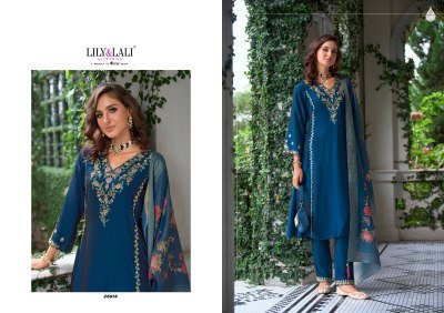 Lily And Lali Malkana Embroidered A Line Kurti Set Viscose Silk Kurti with Cotton Lining And Pocket  Embroidered Pant  Fancy Printed Dupatta with Tass kurtis catalogs