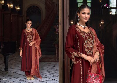 Lily And Lali Malkana Embroidered A Line Kurti Set Viscose Silk Kurti with Cotton Lining And Pocket  Embroidered Pant  Fancy Printed Dupatta with Tass kurtis catalogs