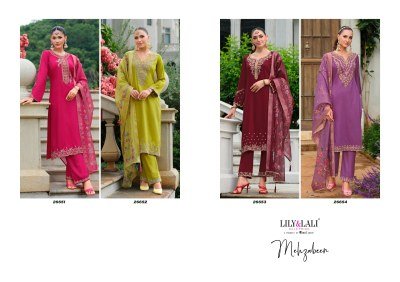 Lily And Lali Mehzabeen Designer Kurti Set Heavy Handwork on Pure Viscose Gaji Silk with Plazzo And  Organza Dupatta Wholesale kurtis catalogs