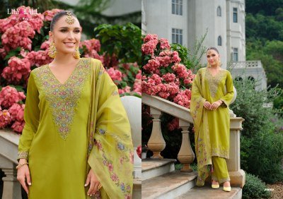 Lily And Lali Mehzabeen Designer Kurti Set Heavy Handwork on Pure Viscose Gaji Silk with Plazzo And  Organza Dupatta Wholesale kurtis catalogs