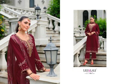 Lily And Lali Mehzabeen Designer Kurti Set Heavy Handwork on Pure Viscose Gaji Silk with Plazzo And  Organza Dupatta Wholesale kurtis catalogs