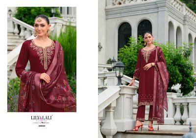Lily And Lali Mehzabeen Designer Kurti Set Heavy Handwork on Pure Viscose Gaji Silk with Plazzo And  Organza Dupatta Wholesale kurtis catalogs
