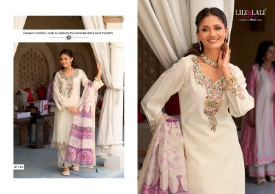 Lily And Lali Mubarak Edition Viscose Silk Suit with Mirror And Sleeve Work, Pant With Pocket Patola Dupatta Wholesale kurtis catalogs