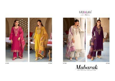 Lily And Lali Mubarak Edition Viscose Silk Suit with Mirror And Sleeve Work, Pant With Pocket Patola Dupatta Wholesale kurtis catalogs