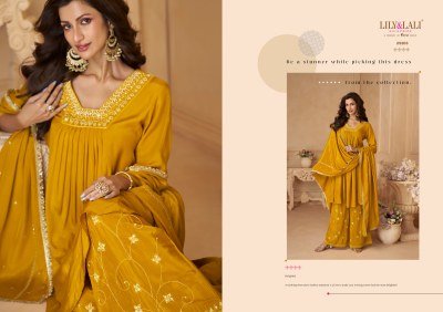 Lily And Lali Ritika Crepe Collection Handwork Kurti with Plazzo And Zari Dupatta Wholesale kurti pant with dupatta Catalogs