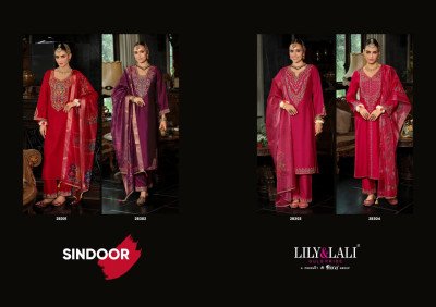 Lily And Lali Sindoor Dress Handwork Viscose Silk Kurti Pant with Dupatta Wholesale kurtis catalogs