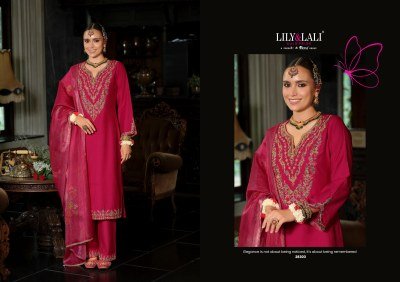 Lily And Lali Sindoor Dress Handwork Viscose Silk Kurti Pant with Dupatta Wholesale kurtis catalogs