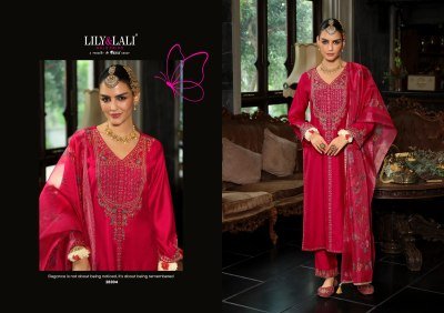 Lily And Lali Sindoor Dress Handwork Viscose Silk Kurti Pant with Dupatta Wholesale kurtis catalogs