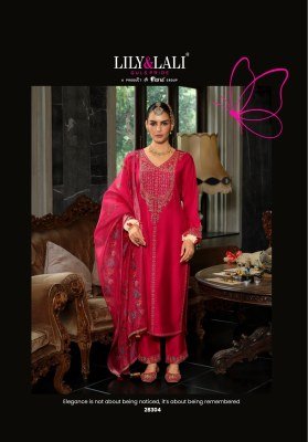 Lily And Lali Sindoor Dress Handwork Viscose Silk Kurti Pant with Dupatta Wholesale kurtis catalogs